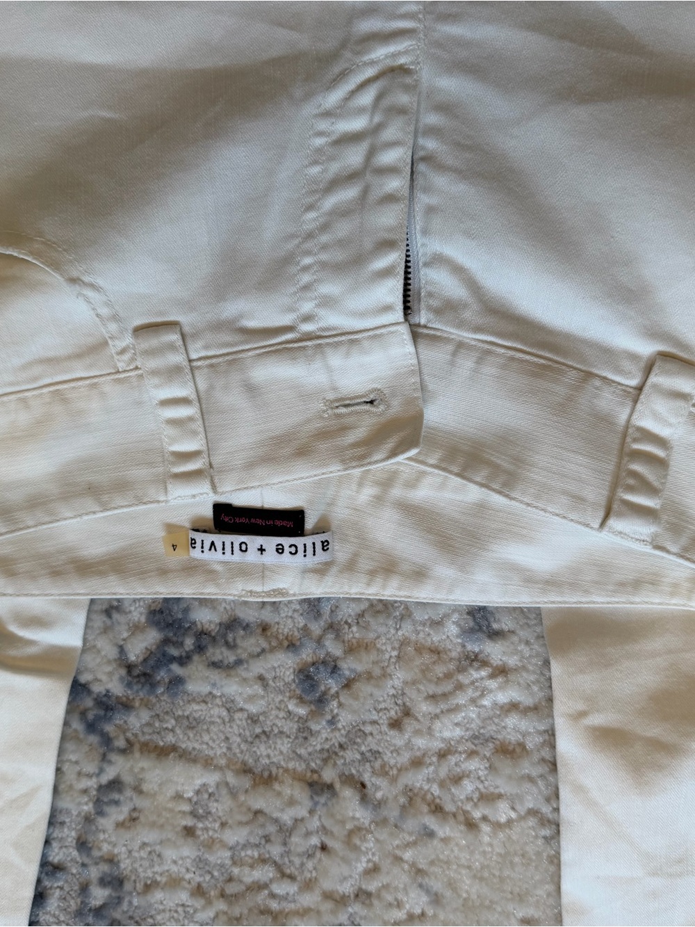 Alice + Olivia Cream High-Rise destructed Trousers